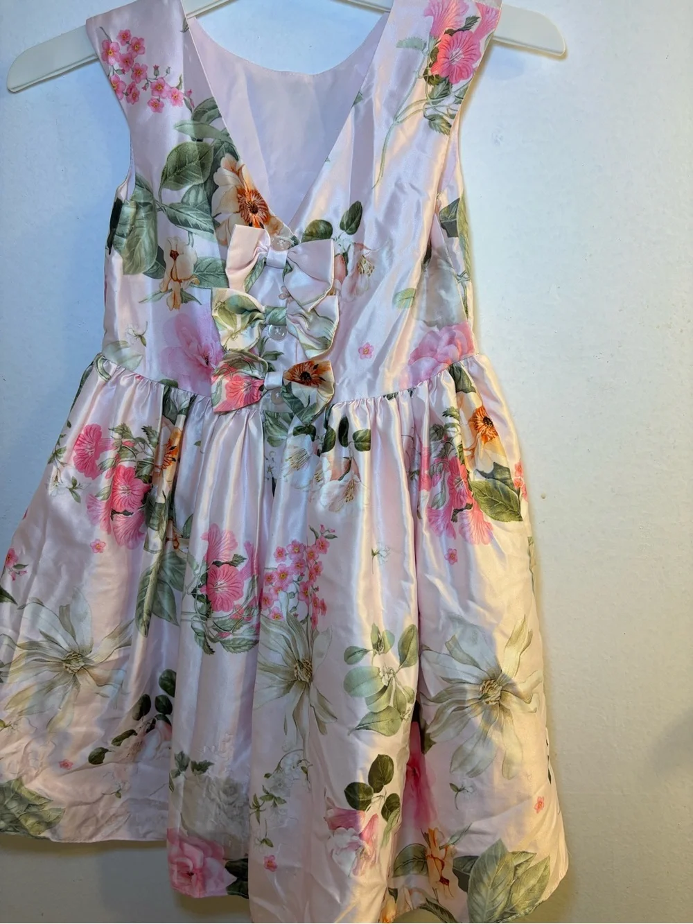 Pastourelle Pink Floral Bow-Accent Girls Dress